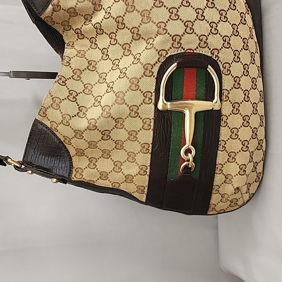 GUCCI GG Canvas Horsebit Hasler Hobo Bag - Picture 3 of 15